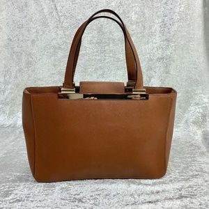 Michael Kors Cross Grain Leather Satchel Cognac Br